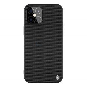 Protector de telefon din plastic NILLKIN TEXTURED (suprafață aspră, rezistență medie la impact, cadru din silicon, model 3D) NEGRU Apple iPhone 12 Pro Max