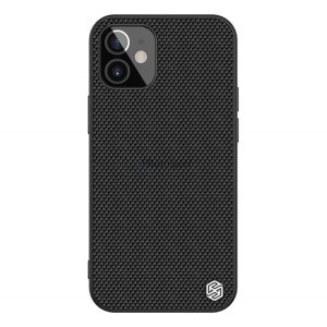 Protector de telefon din plastic NILLKIN TEXTURED (suprafață aspră, rezistență medie la impact, cadru din silicon, model 3D) NEGRU Apple iPhone 12 mini