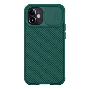 Protector de telefon din plastic NILLKIN CAMSHIELD PRO (cadru din silicon, rezistenta medie la impact, protectie camera, model in dungi) VERDE INCHIS Apple iPhone 12 mini