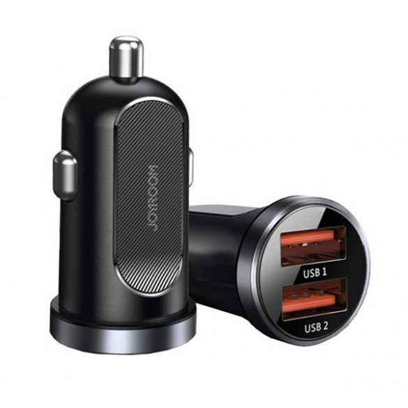 Încărcător auto JOYROOM 2 prize USB (30W, încărcător rapid PD 3.0) NEGRU