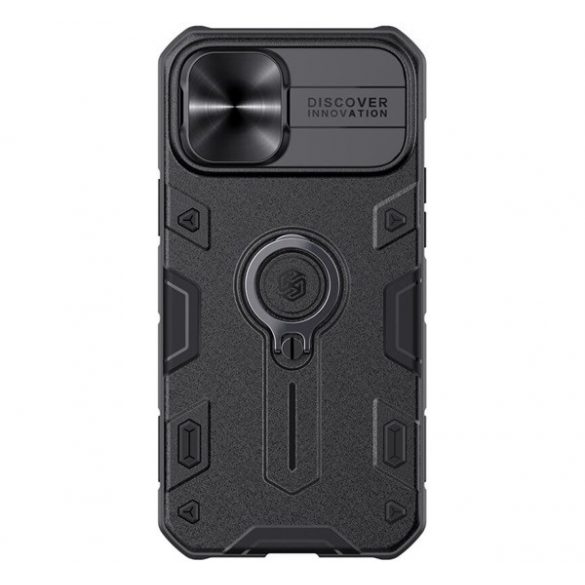 NILLKIN CAMSHIELD ARMOR apărător de plastic protecțiede telefon (silicon interior, mediu rezistent la impact, inel titular de telefon) negru Apple iPhone 12 Pro Max