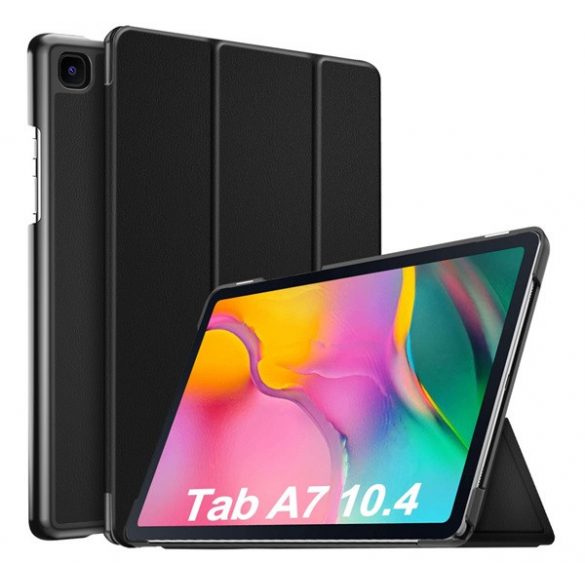 Husă stativă, efect piele (FLIP activ, deschidere laterală, funcție suport birou TRIFOLD) negru Samsung Galaxy Tab A7 10.4 (2020) LTE SM-T505, Samsung Galaxy Tab A7 10.4 (2020) WIFI SM-T500, Samsung