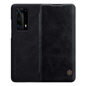 Husa NILLKIN QIN in picioare, efect piele (FLIP, deschidere laterala, suport card bancar) NEGRU Huawei P40 Pro+ 5G