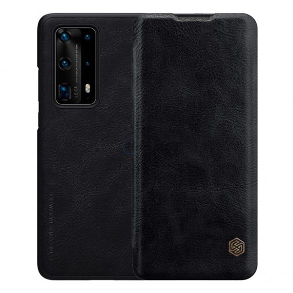 Husa NILLKIN QIN in picioare, efect piele (FLIP, deschidere laterala, suport card bancar) NEGRU Huawei P40 Pro+ 5G