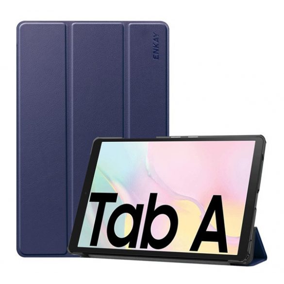 Husă ENKAY în picioare, efect piele (FLIP activ, deschidere laterală, TRIFOLD, suport desktop) ALBASTRU ÎNCHIS Samsung Galaxy Tab A7 10.4 (2020) WIFI SM-T500, Samsung Galaxy Tab A7 10.4 (2020) LTE SM-T505, Samsung Galaxy Tab A7 10.4 (2022) WIFI SM-T