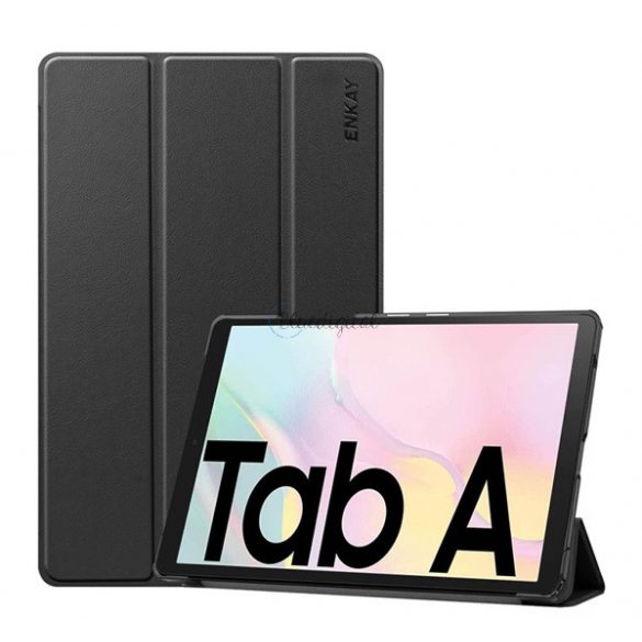 Husă ENKAY în picioare, efect piele (FLIP activ, deschidere laterală, TRIFOLD, suport desktop) NEGRU Samsung Galaxy Tab A7 10.4 (2020) WIFI SM-T500, Samsung Galaxy Tab A7 10.4 (2020) LTE SM-T505, Samsung Galaxy Tab A7 10.4 (2022) WIFI SM-T503