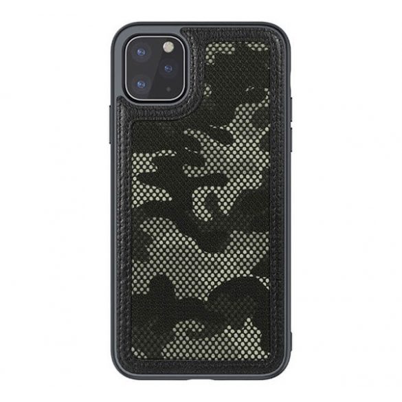 Protectie de telefon din plastic NILLKIN CAMO (efect piele, protectie camera, model teren) NEGRU Apple iPhone 12 Pro, Apple iPhone 12