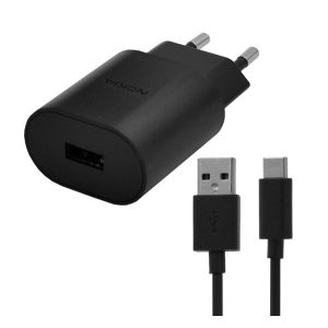 NOKIA Încărcător AC priză USB (18W, încărcător rapid + cablu Type-C) NEGRU