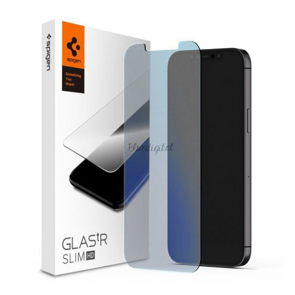 SPIGEN SLIM HD ANTIBLUE sticlă de protecție a ecranului (2.5D, protecție la lumină albastră, ultra-subțire, 0.2mm, 9H) TRANSPARENT Apple iPhone 12 mini