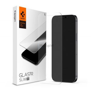 SPIGEN TR SLIM HD sticla protectoare de ecran (2.5D, rezistenta la zgarieturi, prietenoasa cu carcasa, fara amprente, ultra-subtire, 0,2 mm, 9H) TRANSPARENT Apple iPhone 12 Pro Max