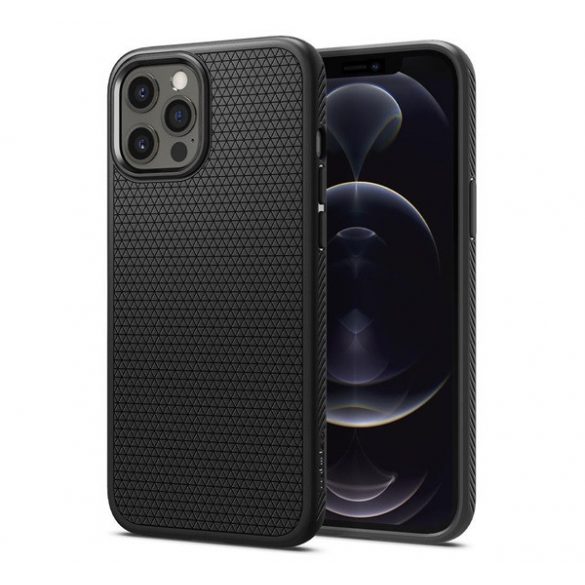 Protectie de telefon din silicon SPIGEN LIQUID AIR (rezistenta medie la impact, colt cu perna de aer, model romb) NEGRU Apple iPhone 12, Apple iPhone 12 Pro