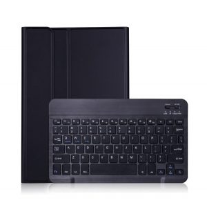 Husă stativă cu efect de piele (FLIP, tastatură bluetooth, desktop, QWERTY, engleză) negru Samsung Galaxy Tab A7 10.4 (2020) WIFI SM-T500, Samsung Galaxy Tab A7 10.4 (2020) LTE S