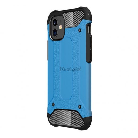 Protector de telefon din plastic Defender (rezistenta la impact medie, colt cu perna de aer, interior din silicon, efect metalic) ALBASTRU DESCHI Apple iPhone 12 mini