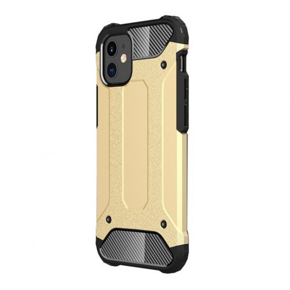 Protector de telefon din plastic Defender (rezistenta la impact mediu, colt cu perna de aer, interior din silicon, efect metalic) GOLD Apple iPhone 12 mini