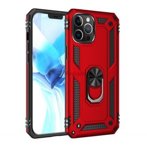 Protector de telefon din plastic Defender (rezistență medie la impact, interior din silicon, inel de suport pentru telefon, placă metalică încorporată) RED Apple iPhone 12 Pro Max