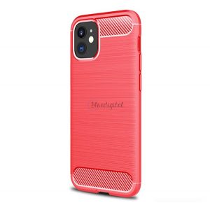 Protector de telefon din silicon (rezistență medie la impact, colț cu pernă de aer, periat, model carbon) RED Apple iPhone 12 mini