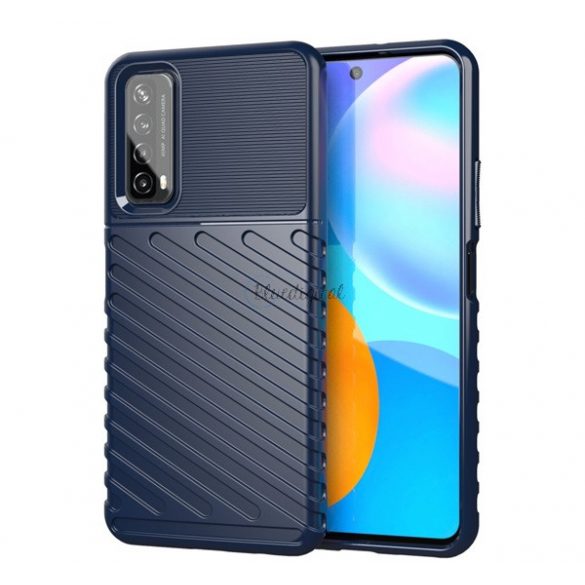 Protector de telefon din silicon (rezistent la impact mediu, cu dungi, model convex) ALBASTRU ÎNCHIS Huawei P Smart (2021)