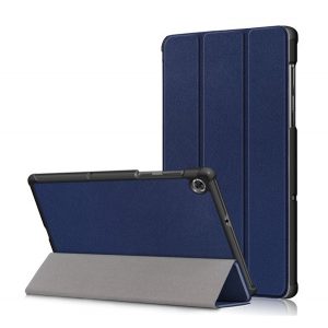 Carcasă în picioare, efect piele (FLIP, deschidere laterală, TRIFOLD, suport desktop) ALBASTRU ÎNCHIS Lenovo Tab M10 Plus (TB-X606F)