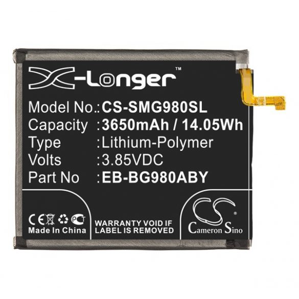 Baterie CAMERON SINO Li-Polymer (3,85V/3650mAh, compatibil cu Samsung EB-BG980ABY) NEGRU Samsung Galaxy S20 (SM-G980F), Samsung Galaxy S20 5G (SM-G981U)