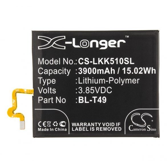 Baterie Li-Polymer CAMERON SINO (3,85V/3900mAh, compatibil cu LG BL-T49) NEGRU LG K51S (K510EMW), LG K41S (K410S)