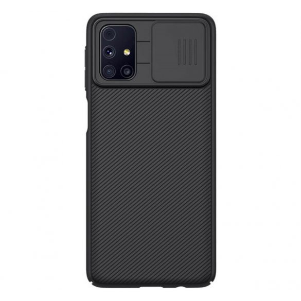 Protector de telefon din plastic NILLKIN CAMSHIELD (cadru din silicon, rezistenta medie la impact, protectie camera, dungi) NEGRU Samsung Galaxy M31s (SM-M317F)