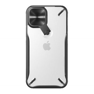 Protector de telefon din plastic NILLKIN CYCLOPS (rezistență medie la impact, colț cu pernă de aer, protecție pentru cameră, suport) NEGRU Apple iPhone 12 Pro Max