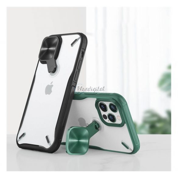 Protector de telefon din plastic NILLKIN CYCLOPS (rezistență medie la impact, colț cu pernă de aer, protecție pentru cameră, suport) ALBASTRU Apple iPhone 12 Pro Max