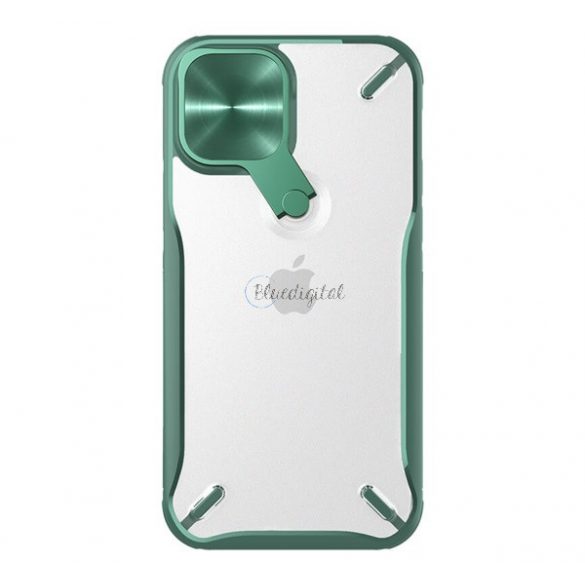 Protector de telefon din plastic NILLKIN CYCLOPS (rezistență medie la impact, colț cu pernă de aer, protecție pentru cameră, suport) VERDE ÎNCHIS Apple iPhone 12 Pro Max