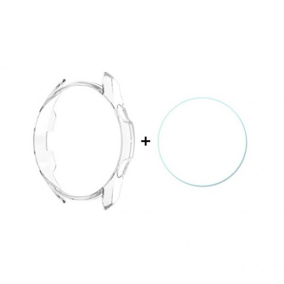 Cadru din plastic ENKAY (rezistent la impact + sticla protectoare pentru ecran) TRANSPARENT Samsung Galaxy Watch 3 41mm (SM-R850)