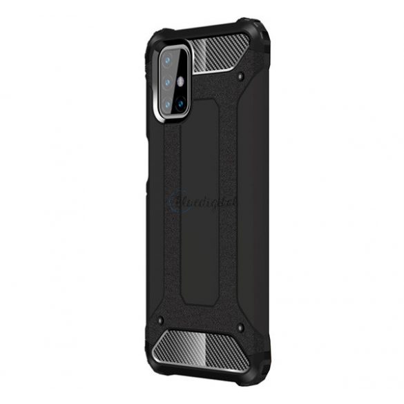 Protector de telefon din plastic Defender (rezistență medie la impact, colț cu pernă de aer, interior din silicon, efect metalic) NEGRU Samsung Galaxy M31s (SM-M317F)