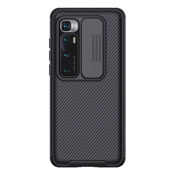 Protector de telefon din plastic NILLKIN CAMSHIELD PRO (cadru din silicon, rezistenta medie la impact, protectie camera, model in dungi) NEGRU Xiaomi Mi 10 Ultra