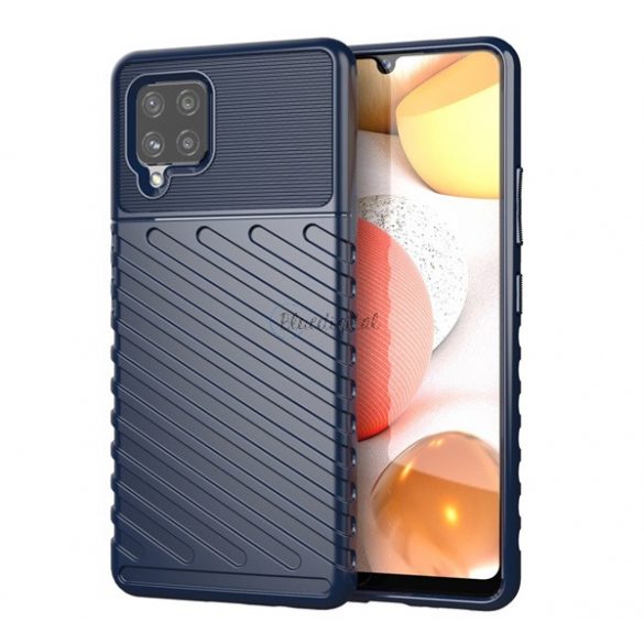 Protector din silicon pentru telefon (rezistent mediu la impact, cu dungi, model convex) ALBASTRU ÎNCHIS Samsung Galaxy A42 5G (SM-A425F)