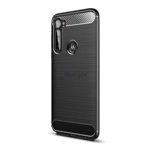 Protector de telefon din silicon (rezistență medie la impact, colț cu pernă de aer, periat, model carbon) NEGRU Motorola Moto G Pro (XT2043)