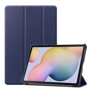 Husă în picioare, efect piele (FLIP, deschidere laterală, TRIFOLD, suport desktop) ALBASTRU ÎNCHIS Samsung Galaxy Tab S7 WIFI (SM-T870), Samsung Galaxy Tab S7 LTE (SM-T875), Samsung Galaxy Tab S7 LTE 5G (SM-T876) ), Samsung Galaxy Tab S8 WIFI (SM-X7