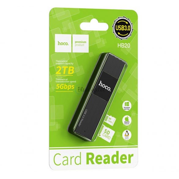 Cititor de carduri HOCO HB20 (USB 3.0/MicroSD/SD) NEGRU