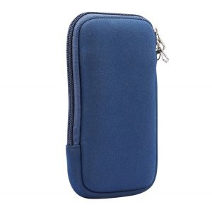 Husă stativă, textil (universal, rezistent la șocuri în interior, cu fermoar, dimensiune 4.7-5.4" + curea de gât) BUTTON pentru Xiaomi Poco F5 Pro, Alcatel OTE, Alcatel OTE S853, ZTE Blade Super, Motorola E3, Honor B