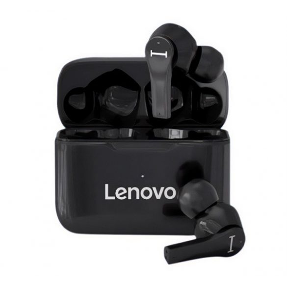 Căști bluetooth LENOVO QT82 STEREO (v5.0, TWS, microfon, indicator LED + carcasă de încărcare) NEGRU