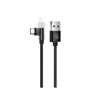 Cablu de date USAMS U60 (USB - Type-C, încărcător rapid, 100cm, indicator LED, cap rotativ) NEGRU