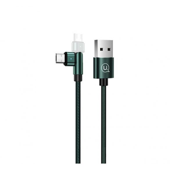 Cablu de date USAMS U60 (USB - microUSB, 100cm, cap rotativ, indicator LED) VERDE ÎNCHIS