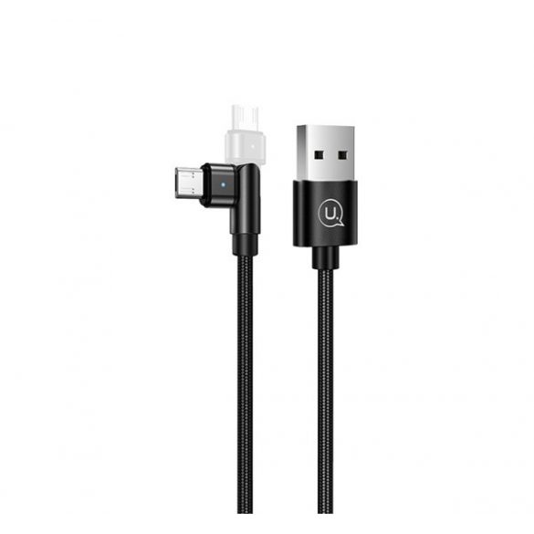 Cablu de date USAMS U60 (USB - microUSB, 100cm, cap rotativ, indicator LED) NEGRU