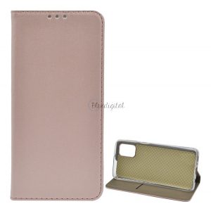 Carcasă în picioare, efect piele (FLIP, deschidere laterală, funcție de suport pentru desktop) ROSE GOLD Samsung Galaxy M31s (SM-M317F)