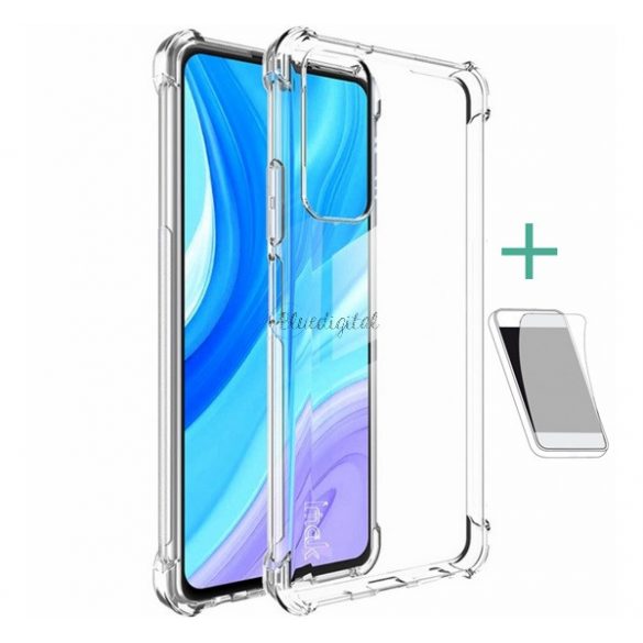 Protector de telefon din silicon IMAK (rezistenta la impact mediu, colt cu perna de aer + folie protector ecran) TRANSPARENT Huawei P Smart (2021)