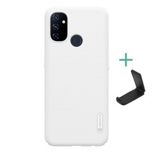 Protector de telefon din plastic NILLKIN SUPER FROSTED (cauciucat, suprafata aspra + suport de masa) ALB OnePlus Nord N100