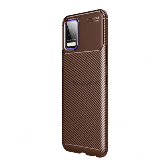 Protector de telefon din silicon (rezistență medie la impact, colț cu pernă de aer, periat, model carbon) MARO LG K52 (LMK520)