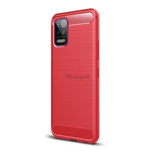 Protector de telefon din silicon (rezistență medie la impact, colț cu pernă de aer, periat, model carbon) ROSIU LG K52 (LMK520)