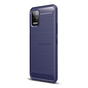 Protector de telefon din silicon (rezistență medie la impact, colț cu perne de aer, periat, model carbon) ALBASTRU ÎNCHIS LG K52 (LMK520)