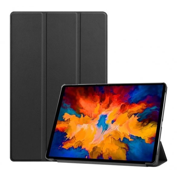 Carcasă în picioare, efect piele (FLIP activ, deschidere laterală, TRIFOLD, suport desktop) NEGRU Lenovo Tab P11 Pro (TB-J706F)