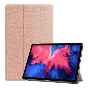 Carcasă în picioare, efect piele (FLIP activ, deschidere laterală, TRIFOLD, suport pentru desktop) ROSE GOLD Lenovo Tab P11 (TB-J606F), Lenovo Tab P11 5G (TB-J607Z), Lenovo Tab P11 Plus (TB-J616F)