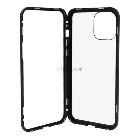 Protector de telefon din aluminiu (magnetic, rezistent la impact mediu, spate din sticla securizata, 9H) NEGRU Apple iPhone 12 Pro Max