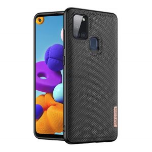 Protectie de telefon din silicon DUX DUCIS FINO (interior din plastic, rezistenta medie la impact, model grila) NEGRU Samsung Galaxy A21s (SM-A217F)